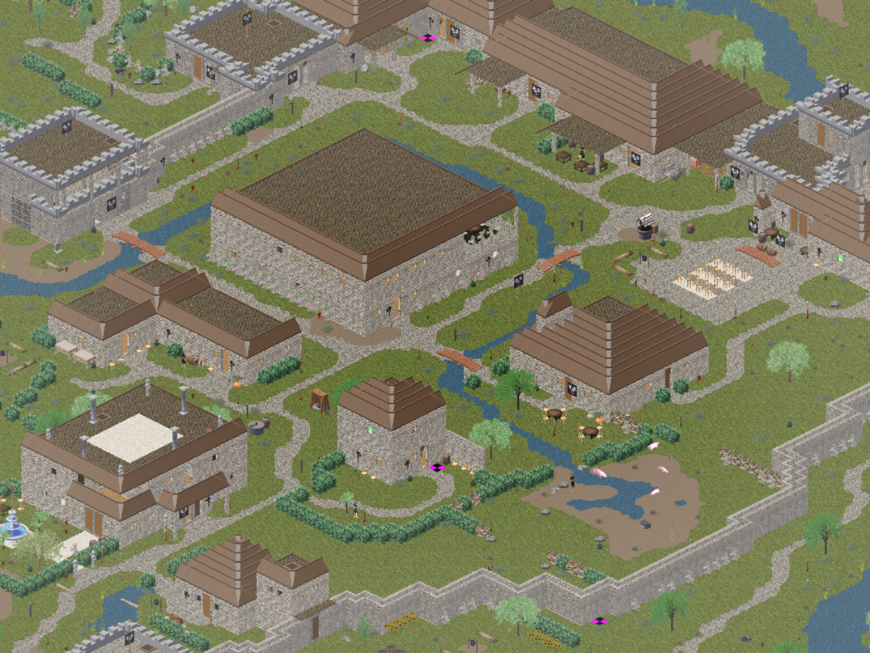 An overview of Gobaith’s settlement, waterways, and stone walls